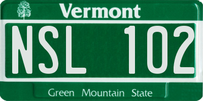 VT license plate NSL102