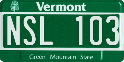 VT license plate NSL103
