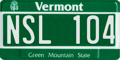 VT license plate NSL104