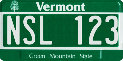 VT license plate NSL123