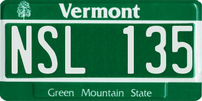 VT license plate NSL135