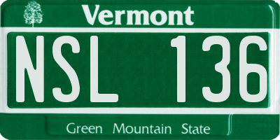 VT license plate NSL136