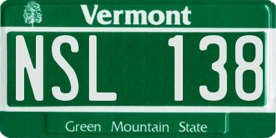 VT license plate NSL138