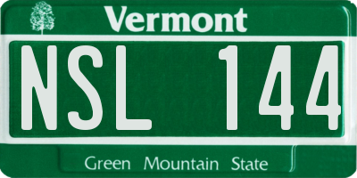VT license plate NSL144