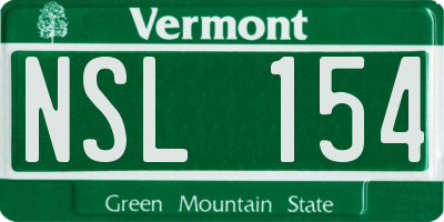 VT license plate NSL154