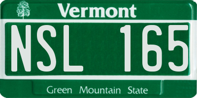 VT license plate NSL165