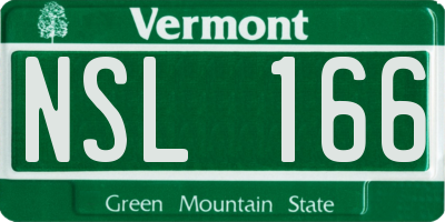 VT license plate NSL166