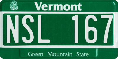 VT license plate NSL167