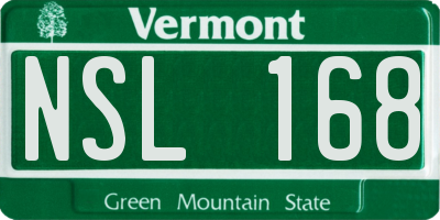 VT license plate NSL168