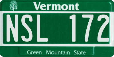 VT license plate NSL172