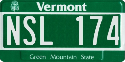 VT license plate NSL174