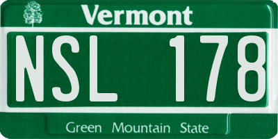VT license plate NSL178