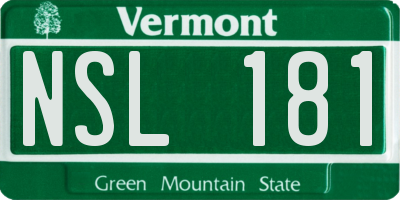 VT license plate NSL181