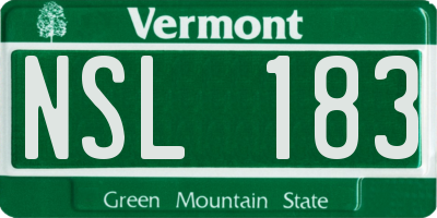 VT license plate NSL183
