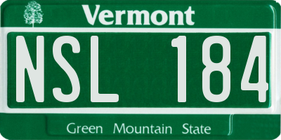 VT license plate NSL184
