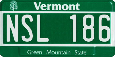 VT license plate NSL186