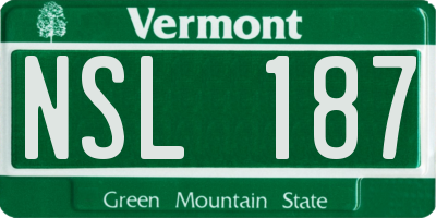VT license plate NSL187