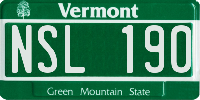 VT license plate NSL190