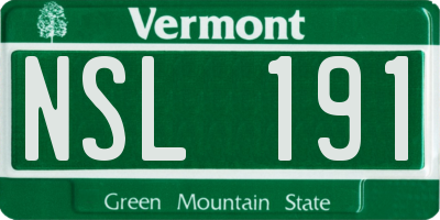 VT license plate NSL191