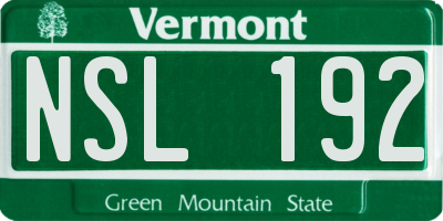 VT license plate NSL192
