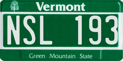 VT license plate NSL193