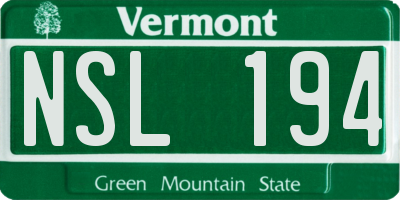 VT license plate NSL194