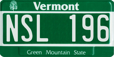 VT license plate NSL196