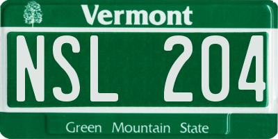 VT license plate NSL204