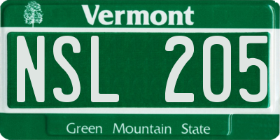 VT license plate NSL205