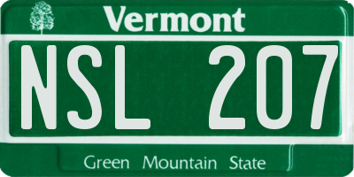 VT license plate NSL207