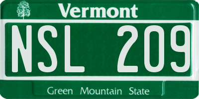 VT license plate NSL209