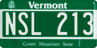 VT license plate NSL213