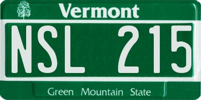 VT license plate NSL215