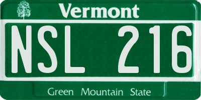 VT license plate NSL216