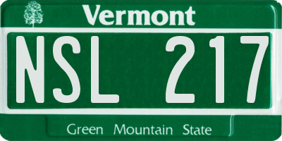 VT license plate NSL217