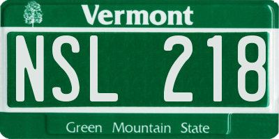 VT license plate NSL218