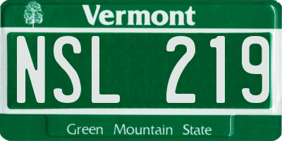 VT license plate NSL219