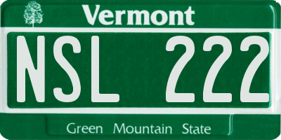 VT license plate NSL222