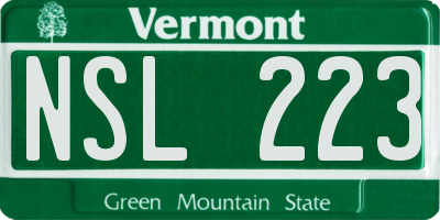 VT license plate NSL223