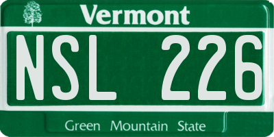 VT license plate NSL226