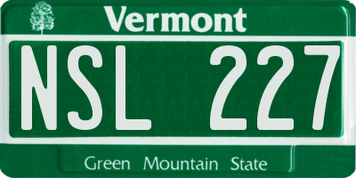 VT license plate NSL227