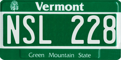 VT license plate NSL228