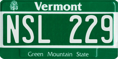 VT license plate NSL229