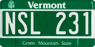 VT license plate NSL231