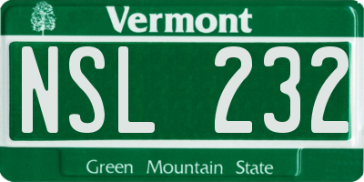 VT license plate NSL232