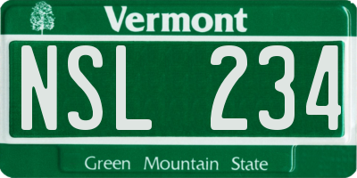 VT license plate NSL234