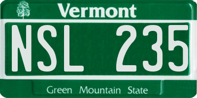 VT license plate NSL235