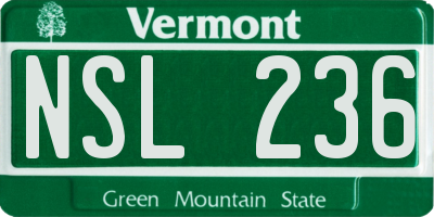 VT license plate NSL236