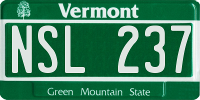 VT license plate NSL237