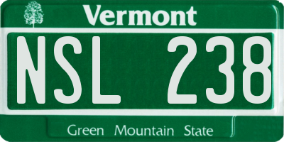 VT license plate NSL238